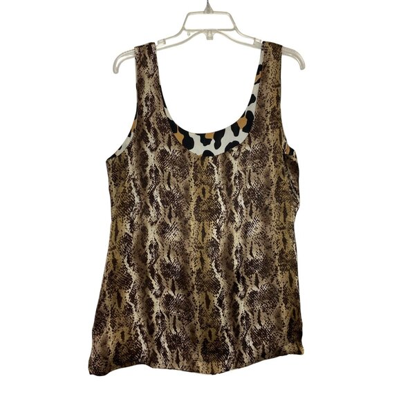Reversible Snake Print & Leopard Sleeveless Tank Top Large Classic Basic Cute - Picture 3 of 6